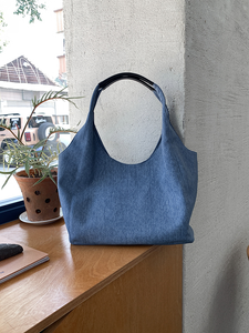 Sac à main en jean décontracté pour femme, grande capacité, sac à bandoulière en jean - Product Image 4