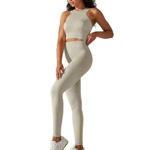 Conjunto Deportivo para Mujer, Color Sólido Personalizado, Top Deportivo Corto a Prueba de Impactos, Ropa Deportiva Transpirable, Leggings de Gimnasio, Ropa de Fitness, Yoga - Product Image 5