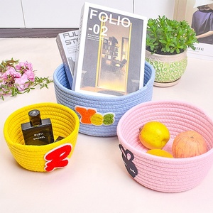 <span class=keywords><strong>Panier</strong></span> de rangement en corde de coton tissé de grande capacité avec poignée <span class=keywords><strong>panier</strong></span> de couette pour sous-vêtements seau de rangement ménager - Product Image 3