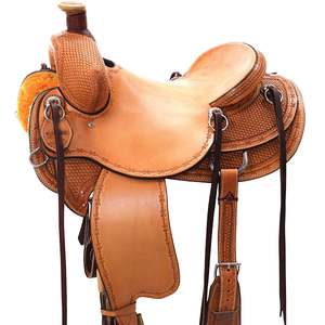 Y&Z Premium Juego de Silla de Montar Western de Cuero Genuino con Fibra para Caballos de Rancho y Roping, 14-18 Pulgadas, Equipo de Equitación Duradero - Product Image 1