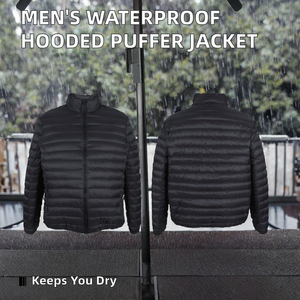 Nouvelles vestes longues décontractées pour hommes, matelassées, à capuche, en patchwork de peau de mouton, teintes unies, imperméables, durables, avec fermeture éclair, personnalisables - Product Image 2