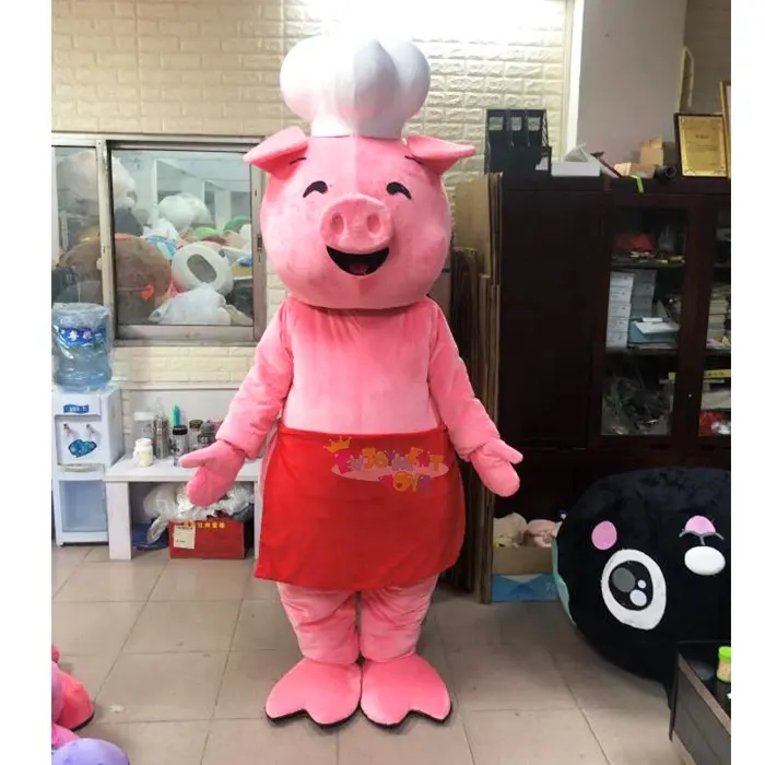 Fantasia gorda rosa mascote de porco/chef, venda imperdível