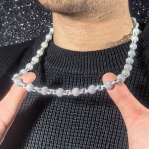 Collar de Plata 925 con Forma de Bola Yu Ying para Hombre, Nuevo Diseño, Joyería Hip Hop con Diamantes, Cadena Cubana de Moissanita - Product Image 5