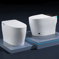 Cuvette de toilette allongée intelligente en céramique Offre Spéciale avec rinçage à jet siphon Bidet automatique et siège chauffant télécommandé-Montage au sol