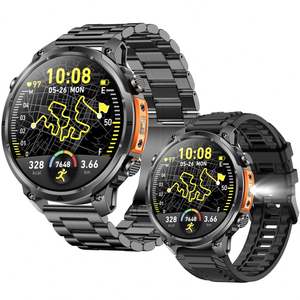 Montre connectée MK100 pour appels, moniteur de fréquence cardiaque, suivi des pas et du sommeil, positionnement GPS Beidou, lampe de poche, mouvement, silicone - Product Image 1