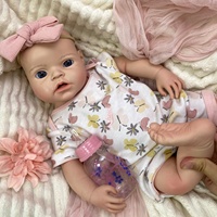 Poupée Reborn en Silicone Souple de 50 cm avec Yeux Brillants, Veines Réalistes, Poupée de Simulation en Silicone de Haute Qualité pour les Amateurs de Poupées Bébé