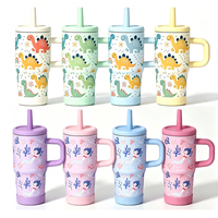 Gourde isotherme pour enfants de 14 oz avec paille, en acier inoxydable, à double paroi sous vide, anti-fuite, sans BPA, pour l'école et les voyages