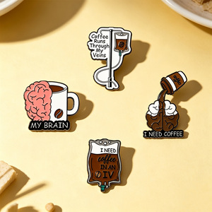 Pins de Esmalte Divertidos de Café, Broche Criativo de Café e Cérebro, Distintivo de Lapela, Joia para Mochilas e Roupas, Presente - Product Image 6