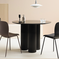 Table Ronde de Salle à Manger/Café/Réunion en Panneaux de Bois Haute Densité Finis Placage Style Nordique Minimaliste pour Cantines et Cafés