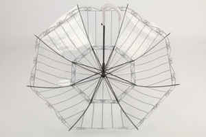 European Style <strong>2</strong>-<strong>Fold</strong> <strong>Umbrella</strong> with J-Handle Simple Transparent Hanging Manual Straight Stick <strong>Umbrella</strong> Option - Product Image 4