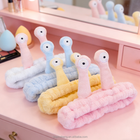 Serre-tête en flanelle amusant motif escargot, très élastique, pour yoga, spa, lavage du visage, maquillage, douche, accessoires capillaires colorés pour femmes