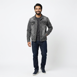 High Quality Comfortable Vintage <b>Denim</b> <b>Jackets</b> <b>Men</b> Wholesale Price Good Value Money Stand Hooded Design Regular Autumn Clothing - Product Image 1