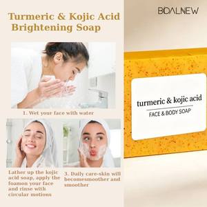 Jabón Facial y Corporal Blanqueador de Cúrcuma 100% Natural al por Mayor, Jabón Aclarante con Ácido Kójico, Jabón Iluminador de Cúrcuma y Ácido Kójico - Product Image 4