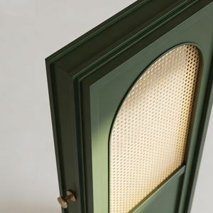 Porte intérieure en bois à ouverture latérale en rotin de style antique avec bois massif fini et verre peint, porte de chambre à coucher incurvée - Product Image 4