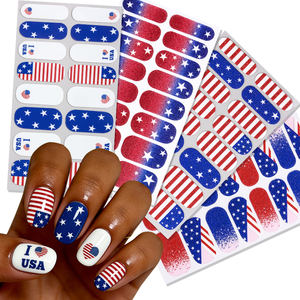 สติ๊กเกอร์ติดเล็บลายธงชาติอเมริกัน วันประกาศอิสรภาพสหรัฐอเมริกา ปลอดสารพิษ ฟิล์มเคลือบเล็บ แผ่นติดเล็บ ลายเพ้นท์เล็บ - Product Image 2