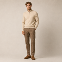 Pull en laine mélangée pour homme, col montant zippé, style Old Money, tricot fin, décontracté chic, automne-hiver, vente en gros