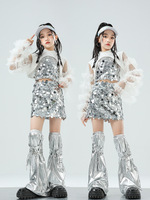 Offre Spéciale Hip Hop vêtements fille 3 ans à adulte 4 pièces ensemble paillettes haut Shorts pour Jazz danse Performance Costumes de danse moderne