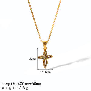 Colliers pour femmes pendentifs en acier inoxydable avec croix religieuse chrétienne imperméable à l'eau et sans ternissement en pvd pour la mode - Product Image 5