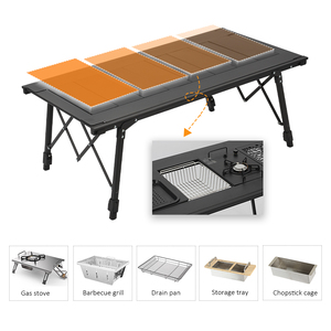 New Arrival Wholesale Outdoor Multifunctional Light Weight Portable <b>Folding</b> Aluminium Alloy Picnic Camping IGT <b>Table</b> - Product Image 4