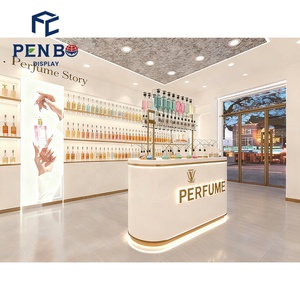 Sang trọng nước hoa màu trắng hương thơm cửa hàng trưng bày tủ với dấu vàng cao cấp nước hoa Arabic kiosk Showcase cho trung tâm mua sắm - Product Image 3