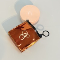Sac de rangement portable en PVC marron avec fermeture éclair, mini pochette cosmétique, porte-monnaie, étui à rouge à lèvres, boucles d'oreilles, bijoux, porte-clés, logo personnalisé