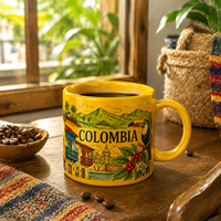 Mug à café en céramique souvenir de Colombie, motif paysage de la ville avec toucan, pour tasse à lait ou à eau en porcelaine, personnalisable OEM ODM, vente en gros