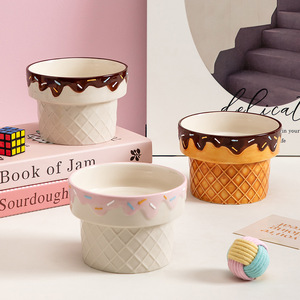 Criativo sorvete cerâmica <span class=keywords><strong>Pet</strong></span> Bowl <span class=keywords><strong>Eco</strong></span> amigável elevada prato para apoio pescoço - Product Image 1