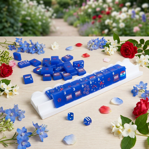 Juego de Mahjong Americano de Acrílico Azul con Temática Patriótica, con Patas de Acero Inoxidable, para 4 Jugadores, Réplica de Oh My Mahjong en Venta - Product Image 3