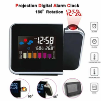 Reloj despertador electrónico con pantalla LCD a Color multifuncional, reloj Meteorológico de proyección con pantalla a Color, calendario, reloj giratorio