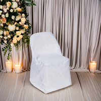 Housse de chaise pliante blanche extérieure et ruban en organza, protection de chaise de mariage