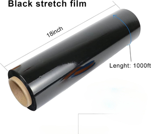 JinXin PACK Rollo de Plástico Negro de Alta Resistencia para Embalaje Industrial, 18 Pulgadas x 1000 Pies, Calibre 80, 1 Paquete - Product Image 4