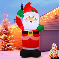 Père Noël gonflable de 7 pieds qui cligne et bouge, avec décoration de houx et lumière LED, pour la décoration de jardin, pelouse, maison, fête de Noël en extérieur