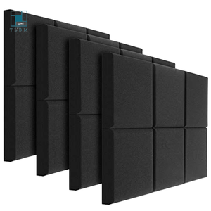 Panneaux acoustiques en feutre PET autocollants 30x30cm 12 pièces Noir Polyester NRC 0.8 Design traditionnel Chambre Hôtel - Product Image 1