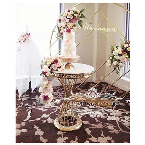 Événements de mariage en acier inoxydable rond <span class=keywords><strong>verre</strong></span> or métal fleur stand gâteau table - Product Image 2