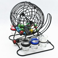 Jeu de boisson de tir de bingo et jeu de boisson de poker avec cage de bingo en métal et balles de couleur