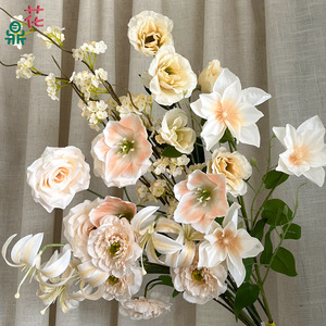 Bouquet de fleurs artificielles en soie champagne, décoration de mariage romantique et rêveuse, fleurs artificielles pour réception de mariage et magasin - Product Image 2