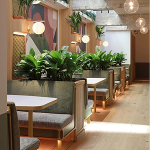 Muebles de cafetería, sofá de restaurante de diseño moderno con ranura para flores, asiento de cabina de cafetería de té de leche minimalista - Product Image 2