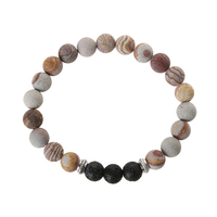Bracelet en pierre naturelle mate, Sodalite givrée, Améthyste Serpeggiante, Zèbre rouge avec pierre de lave, Bracelet diffuseur d'aromathérapie