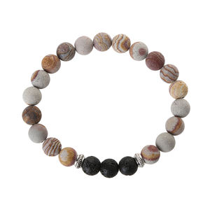 Bracelet en pierre mat naturelle, Sodalite givré, améthyste, zèbre rouge, Serpeggiante, Bracelet diffuseur d'aromathérapie, de roche de lave - Product Image 3