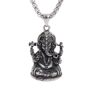 yunnique Ganesh Pendant Necklace Stainless Steel Men's Fashion Animal Shape Charm Jewelry For Everyday Wear - Product Image 1