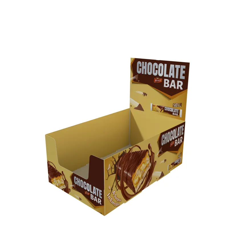 تصميم مخصص من الورق المقوى وجبات خفيفة شوكولاته وقطع بروتين صندوق تعبئة بشاشة عرض عداد للطاقة وقطع بروتين الشوكولاته