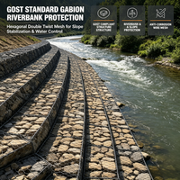 Cages en gabions GOST pour le marché russe, gabions en maille de taille personnalisée pour la protection des pentes, les travaux hydrauliques de barrages et de canaux