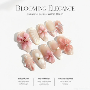 30 Uñas Postizas Francesas Elegantes con Forma de Almendra, Puntas de Uñas con Diseño 3D, Uñas Postizas Removibles para Manicura DIY, Venta al Por Mayor - Product Image 4