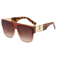 Lunettes de soleil de luxe à dessus plat en métal, branches personnalisées, grand cadre carré, Logo personnalisé, lunettes de soleil classiques pour femmes, PC, 2022