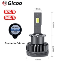 Gicoo Anti Error 12v Nouveau 110W 20000lm 6000k D4s D5s Kits de conversion de phares LED D1r D2r D3r D4r D5r Ampoule de voiture Canbus