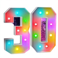 Lampes à lettres lumineuses LED colorées à couleurs changeantes pour mariage, numéros personnalisés, utilisation publicitaire pour bars et bâtiments DC