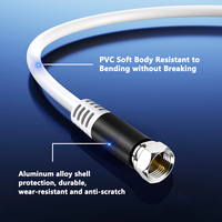 Cable Coaxial RG59 de 75 Ohmios con Conectores Tipo F, Alto Rendimiento, 1080p, Revestimiento de PVC, Blindaje Trenzado para HDTV Satélite