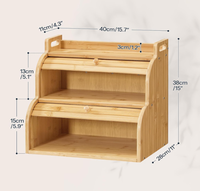 Boîte à pain en bambou pour comptoir de cuisine, boîte à pain à 2 niveaux avec couvercle roulant, boîte de rangement alimentaire, armoire de rangement en bambou avec poignées