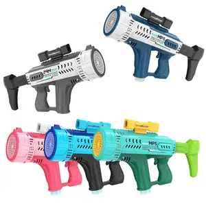Flaş ışığı 57 delik MP5 otomatik kabarcık silah oyuncaklar çocuklar yaz açık elektrikli kabarcık makinesi makinesi oyuncaklar çocuklar sabun su oyuncak