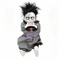 Poupée Clown Squelette Animée, Accessoire d'Halloween, Sonore et Mobile, Décoration pour Maison Hantée